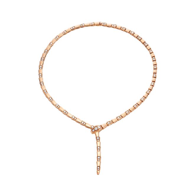 Bvlgari Serpenti Necklace 18kt White Gold Chain & Pendant with Diamonds