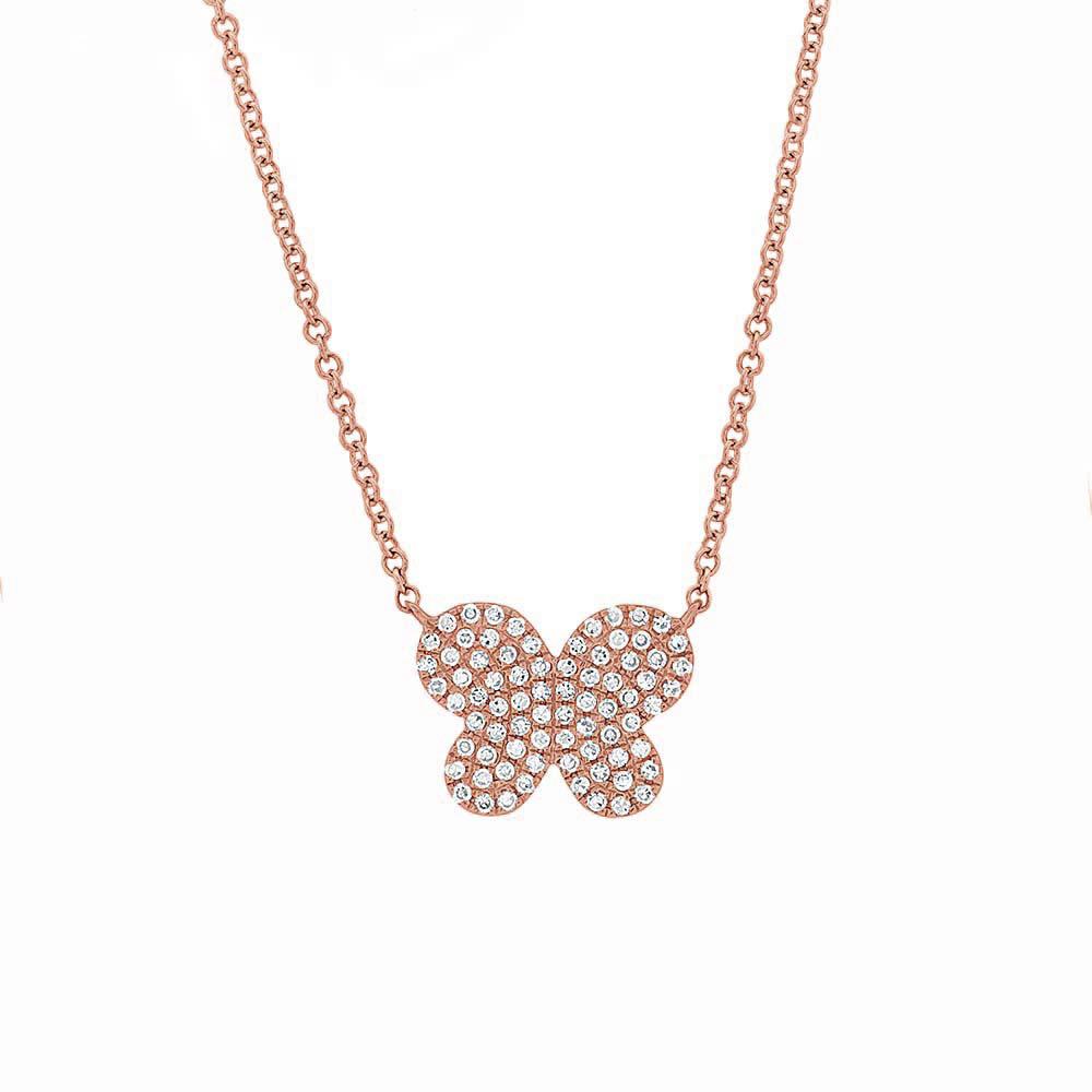 London Collection 14k Pave Diamond Butterfly Necklace