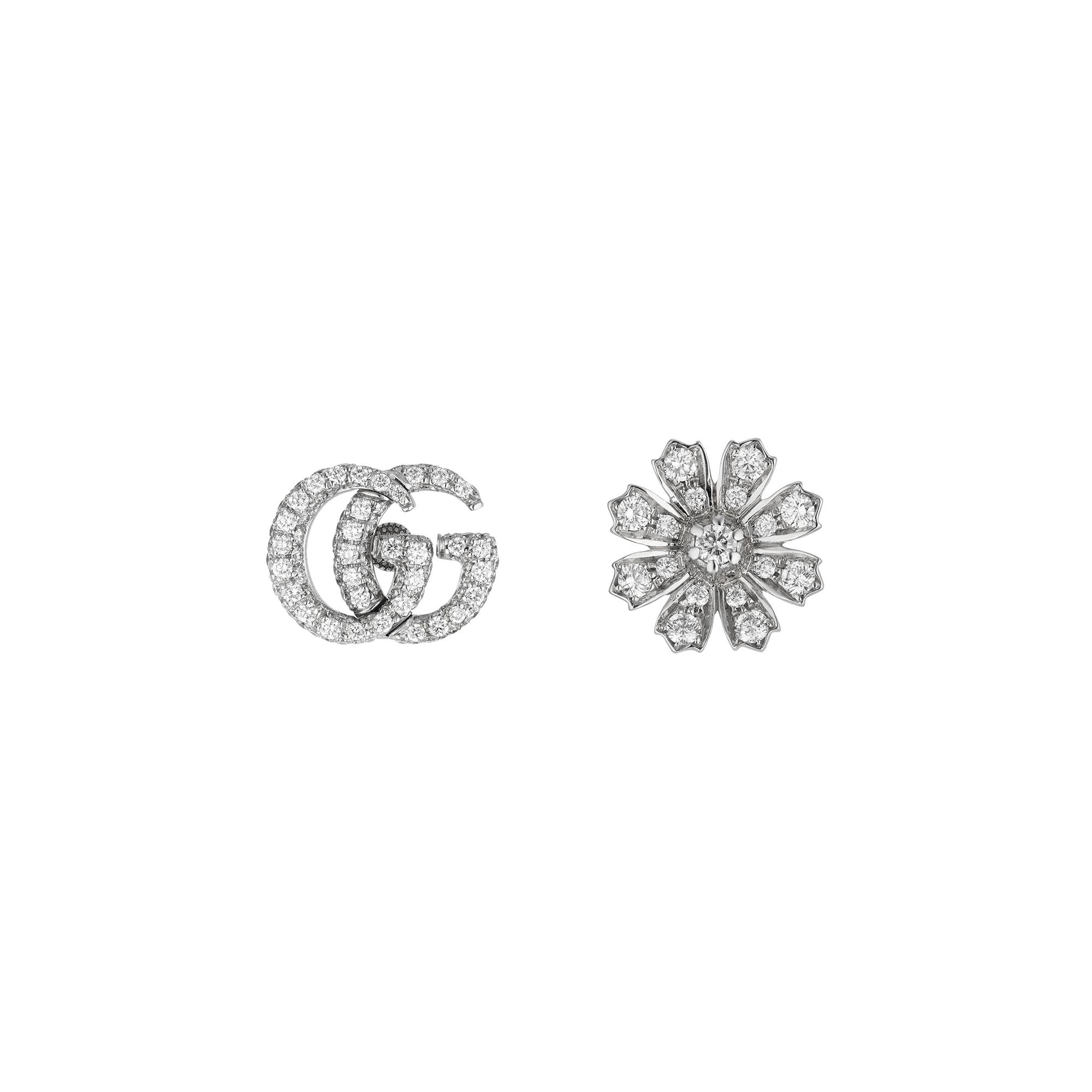 Gucci GG Running White Gold Diamond Pavé Stud Earrings 110ctw  REEDS  Jewelers
