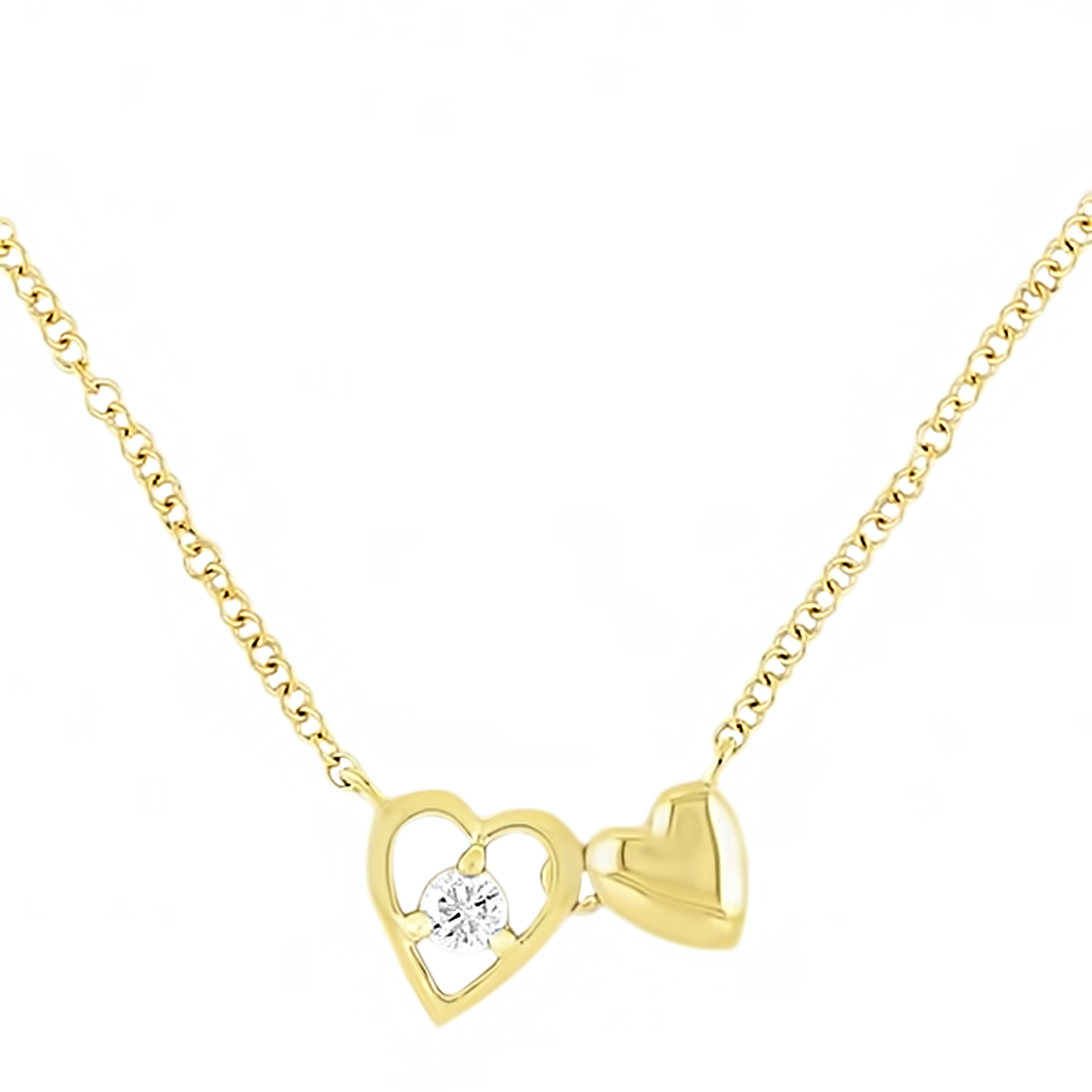 London Collection 14k Gold Double Heart Necklace