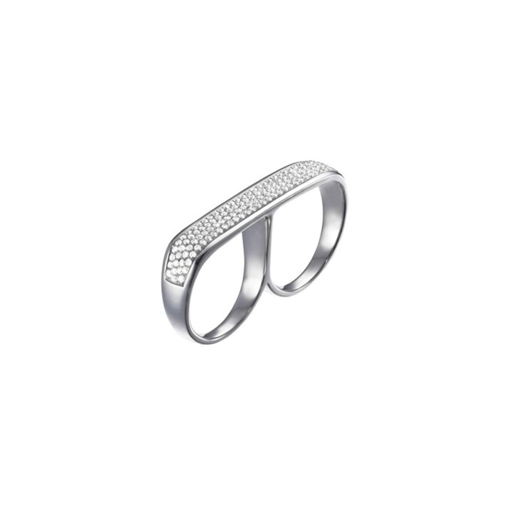 Diamond Double Finger Wavy Ring - PAIGE NOVICK