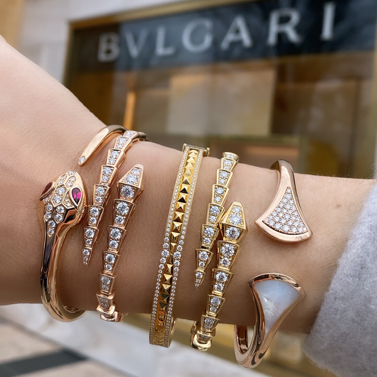 Bulgari Serpenti Viper 75 anniversary rose gold and white gold bracelets |  Bulgari | The Jewellery Editor