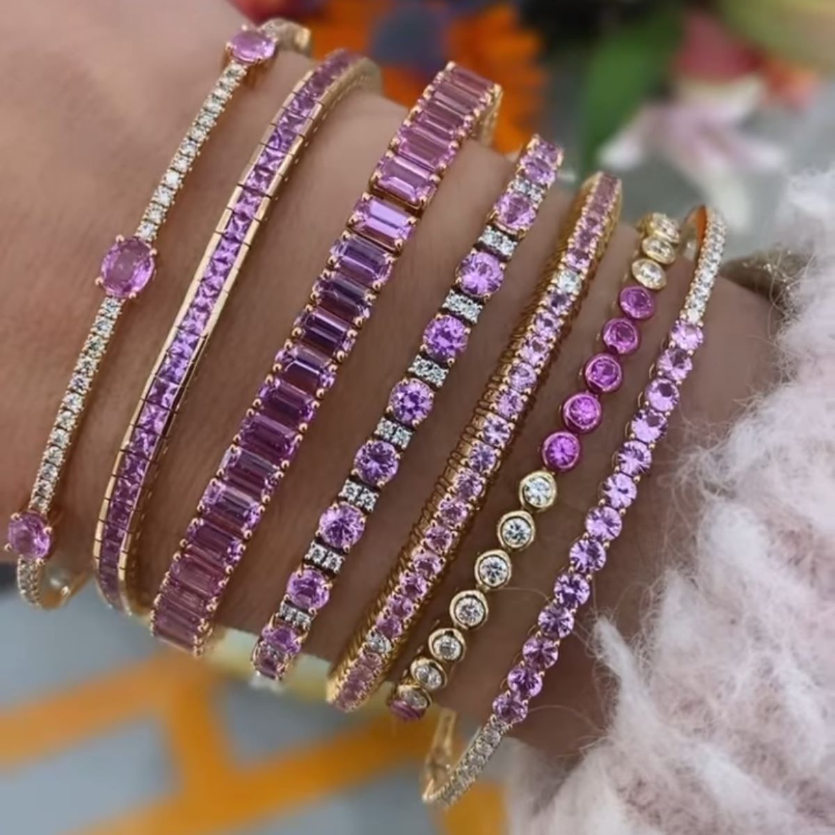 Purple diamond tennis clearance bracelet