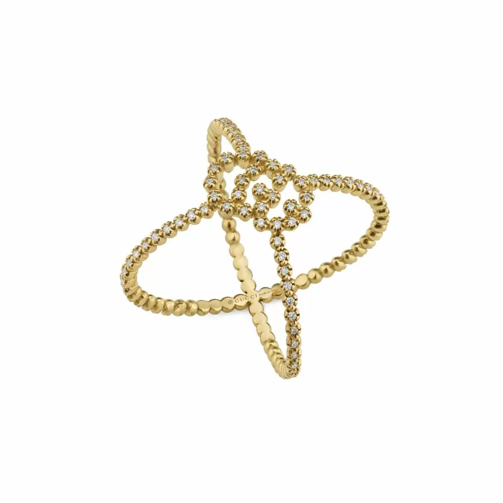 Gucci G 18k Gold Crossover Ring