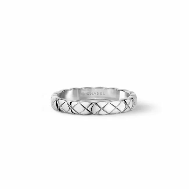 Chanel Coco Crush 18k White Gold Slim Quilted Ring