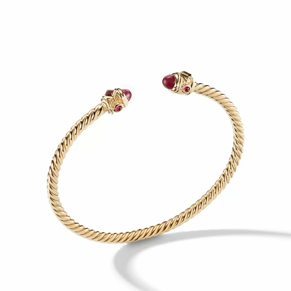 David Yurman Renaissance Bracelet with Rubies in 18K Gold 3.5mm
