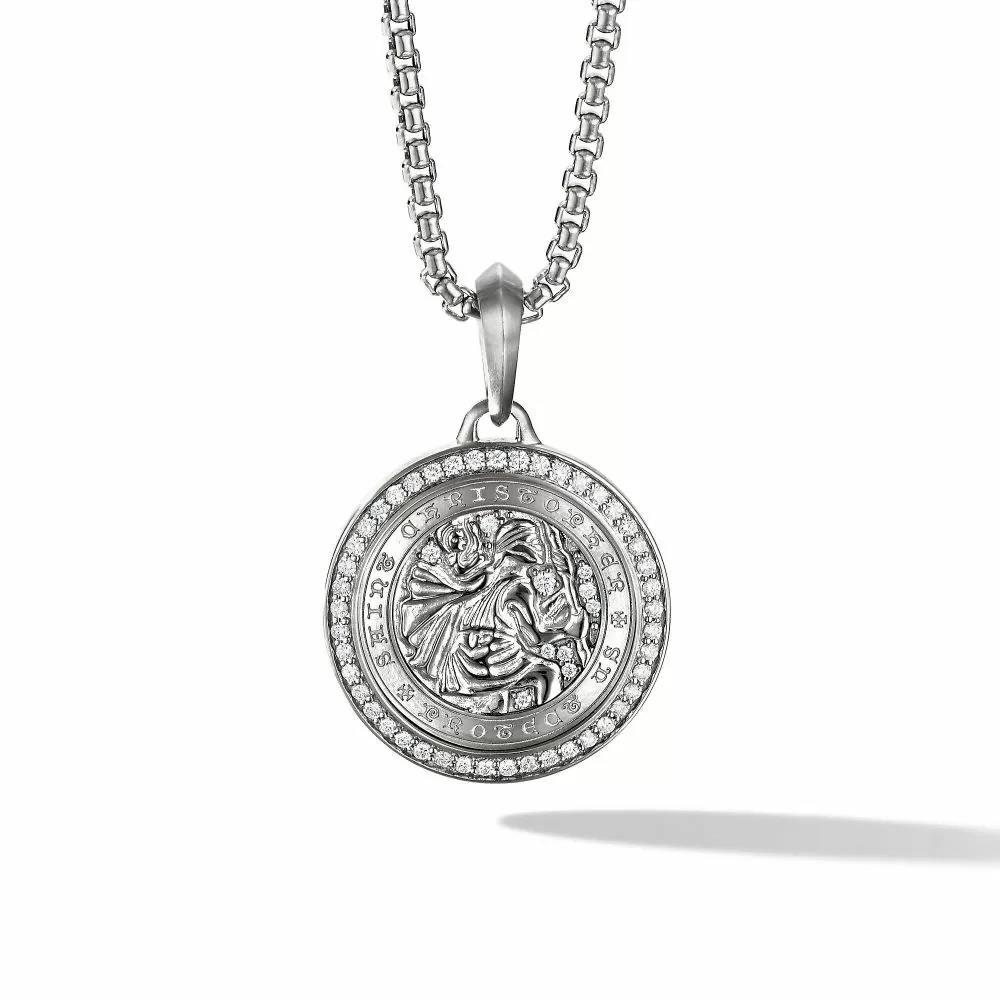 David Yurman St. Christopher Amulet with Pav Diamonds