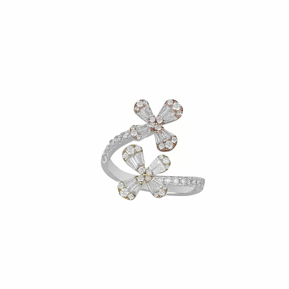 London Collection 18k Tricolor Gold Round and Baguette Diamond