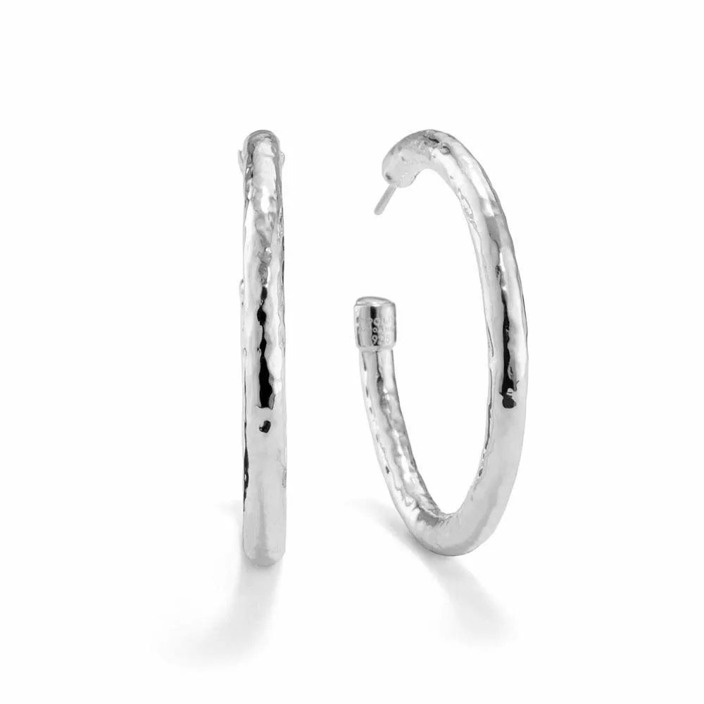 Ippolita Classico Silver Medium Hammered Hoop Earrings